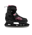 Cox Swain verstellbare Schlittschuhe Crystal, Eislaufschuhe für Kinder, Jugendliche und Erwachsene bis 100KG, vorgeschliffene Edelstahlkufe, Softboot, Black/Pink Gr. S (33-36)