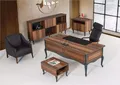 Arbeitzimmer Schreibtisch Luxus Design Tisch Büro Office Möbel Chefschreibtisch