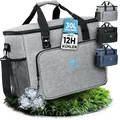 Obics® Kühltasche 30L faltbar - Einkaufstasche & Picknick-Tasche groß grau - Gefriertasche & Kühlbox isoliert - Essens-Tasche & Meal-Prep Cooler Bag für Camping, Auto, Arbeit, Strand, Baustelle