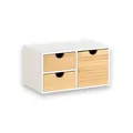 KESPER | Organizer mit 3 Schubladen, MDF & Bambus, Maße: 27 x 16 x 14 cm, Farbe: Weiß, Natur | 58960
