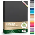 leevitex® Spannbettlaken Spannbettlaken Premium Elasthan, Gummizug: rundum, blickdicht, Anti-Pilling, 97% Baumwolle, 3% Elasthan, 40 cm Steg grau 140 - 160 cm x 200 - 220 cm