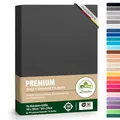 Premium Spannbettlaken, extra schwer und dick, 97% Mako-Jersey-Baumwolle und 3% Elasthan, auch Boxspringbett geeignet, 140 x 200-160 x 220 cm, Anthrazit/Grau