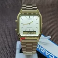Casio AQ-230GA-9D Vintage Gelbgold Zifferblatt Edelstahl Analog Digital Uhr