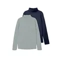 NAME IT Unisex Nknviggo 2p Slim Rollneck O Noos Langarmshirt, Dark Sapphire/Pack:grey Melange, 146-152 EU