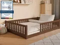 Kids Collective Kinderbett Bodenbett Bett mit Rausfallschutz & Lattenrost Montessori Bett Kinder (weitere Größen 80x160, 80x180, 90x190, 90x200, 120x200 cm), Gitterbett Jugendbett Einzelbett Zartbitterschokolade 140x200 cm