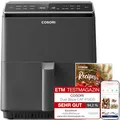 COSORI Heißluftfritteuse XXL, Dual Blaze, 6,4 L(1.8kg) Wifi verbunden, Airfryer mit 12 Multifunktionen, 90+ Online Rezept & Rezeptbuch, Full Touch Screen, 1700W, Dunkelgrau