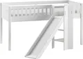 Vipack Hochbett Scott (Made in Europe) m. Rollrost, LF 90x200 cm, Kiefer weiß lackiert, mit oder ohne Rutsche