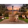FinnTherm Badebottich Badefass Bergen, für 6 Personen, in Naturbelassen beige Ø 180 cm x 180 cm x 180 cm x 110 cm