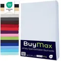 Buymax Spannbettlaken 90x200cm Baumwolle 100% Spannbetttuch Bettlaken Jersey, Matratzenhöhe bis 25 cm, Farbe Weiß - Weiß