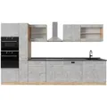 Vicco R-Line Küchenzeile Beton/Goldkraft Eiche 350 cm AP Anthrazit ohne E-Geräte