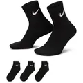 Nike Funktionssocken U NK ED LTWT ANKLE 3P 132 für sportive Aktivitäten, im praktischen 3er-Pack, leichtes Material schwarz L (42/45)