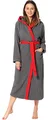 Ladeheid Damen Frottee Bademantel aus 100% Baumwolle LA40-191 (Dunkelgrau-12/Rot-26, M)