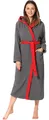 Damen Frottee Bademantel aus 100% Baumwolle LA40191 Dunkelgrau12/Rot26, M