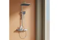 EMKE Duschsystem mit Thermostat Regendusche und Handbrause 3 Strahlarten mit Armatur, Höhe 85 cm, 3 Strahlart(en), 3 Strahlart, Wasserauslass Verbrühungsschutz, Duschamaturenset, Chrom