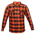 Alpha Speeds Motorradjacke Flanell-Holzfäller Motorrad KEV ARAMID Lumber Biker Hemd SLIM Orange (Wasserdicht & Winddicht & Atmungsaktiv + Belüftungstaschen / Motorradhemd) All Season, wasserdichte Reißverschlüsse, mit Protektoren L