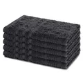 Lavea® 5er Set Gästehandtücher Set, Gästetücher 30x50 cm, Frottee Gästetuch aus 100% Baumwolle, Handtücher Set, weich und saugstark, Serie Elena, 60 °C waschbar, Handtuch, Anthrazit