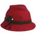 LODENHUT MANUFAKTUR Dirndl Trachtenhut Wollfilz Tirolerhut Uni Kordel Made in Italy Damen Sommer Winter rot One Size