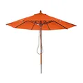 Mendler Gastronomie Holz-Sonnenschirm HWC-C57, Gartenschirm, Polyester/Holz 14kg, rund Ø3m Seilzug stoßsicher - terracotta