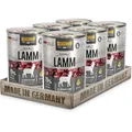BELCANDO Baseline Nassfutter für Hunde, Lamm, 6X 400g Dose, 70% Fleisch für ausgewachsene Hunde, Hundefutter nass ohne Getreide, Made in Germany