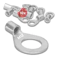 10 Stück Kalitec Q10-12 Quetschkabelschuh 10mm² M12 I Unisoliert I Dornpressung I Für mehr-, fein- und feinstdrähtige Leiter I Kabelschuh 10mm² nach DIN 46234