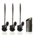Hausfelder Klobürste mit Randreiniger Schwarz – Klobesen Set mit Behälter, Halter & 2 Ersatzbürsten, Schwarze Klobürsten/Toilettenbürste/WC Bürste mit Randreiniger