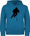 Kinder Hoodie Jungen Mädchen - Sport Kleidung - Eishockey Spieler - 116 (5/6 Jahre) - Himmelblau - 25. geburtstag reitpullover pullover kinderpullover pulli pullis hoody hoodies kinder-pullover