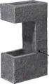 dobar Großer Design-Gartenbrunnen mit Pumpe und LEDs, dekorativer Wasserfall mit Pflanzkasten aus Kunststein, 39 x 20,5 x 70 cm, grau