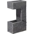 Dobar Polyresin Brunnen + Pumpe LEDs eckig Gartenbrunnen Dekobrunnen Zierbrunnen