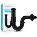 Premium Universal Siphon fürs Waschbecken Standard 85mm SCHWARZ  Geruchsversc...