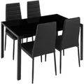 tectake Esszimmergruppe, Schwarz, Metall, Rechteckig, 70x75x120 cm, Esszimmer, Bänke, Tisch- & Eckbankgruppen
