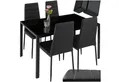 tectake Sitzgruppe Essgruppe Berlin - Kunstlederstühle mit Glastisch, (Esszimmer Möbel Berlin, 5-tlg., in schwarz), Geringes Gewicht, Tisch belastbar bis 60 kg