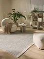 benuta Pure Wollteppich Rocco - Wolle - Quadratisch & im Style: Uni, Hygge & Cozy, Minimalistisch - Pflegeleicht für Wohnzimmer Schlafzimmer, Beige/Schwarz, 200x200 cm