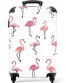 NoBoringSuitcases.com© Kinderkoffer Flamingo - Muster - Rosa - Mädchen 55x35x20cm, 4 Rollen, Handgepäck-Koffer, Kinderkoffer, Reisekoffer Mädchen