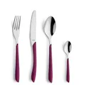 Kuppels PRISMA Besteck Set 6 Personen 24-teilig Wildberry, 18/0 Edelstahl Wellenschliff Messer, Gabel, Löffel, Kaffeelöffel, polierte farbige Kunststoffgriffe, Rostfrei, Spülmaschinenfest