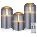 CCLIFE LED Kerzen 3er Set mit Fernbedienung Timer Funktion 300 Stunden flackernde Paraffin Echtwachs Kerze flammenlose Batteriebetrieb