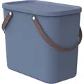 Rotho Aufbewahrungsbox mit Deckel 25L Albula - Kunststoffbox 40 x 23,5 x 34 cm - Stapelbox mit bequemen Griffen - Regalbox aus robustem Kunststoff - Blau
