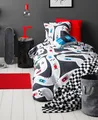 JACK Renforcé Kinder Bettwäsche 2 tlg. 135x200cm Rennwagen Auto Racetrack Rennstrecke Bunt
