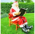 DEKO VERTRIEB BAYERN Weihnachtsfigur XXL Weihnachtsmann mit Buch auf Holzstuhl Deko