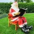 XXL Weihnachtsmann+Buch+Holz-Stuhl  Santa Garten-Deko lebensgross Modell 2024