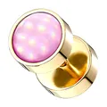 Piercingfaktor Runde Ohrringe Ohrstecker Fake Piercing Ohr Plug Flesh Tunnel Platte Stecker Hantel mit glänzenden Epoxy Stein Gold Pink