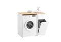 SoBuy Waschmaschinenumbauschrank BZR217, Badezimmerschrank mit Wäschekorb, Waschmaschinenregal Waschmaschinenschrank mit Schublade, Badkommode Waschmaschine Trockner