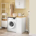 SoBuy Waschmaschinenschrank Schrank mit Wäschekorb & Schublade BZR217-WN