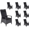 LC Garden »Keramo« 8er Set Gartenstühle grau Polyrattan/Aluminium Positionsstühle verstellbar