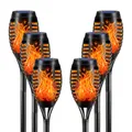 LQWELL® Solarleuchten Solar Fackellicht für Außen Garten 6 Stück 12 LED Solarlampe mit Realistischer Flammeneffekt IP65 Wasserdicht Gartenfackeln Solar Weg Hinterhöfe Rasen Beleuchtung (6 Stück)
