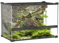 PawHut Terrarium für Reptilien Glasterrarium 48L mit Frontbelüftung Schwarz