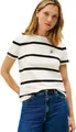 Tommy Hilfiger Damen T-Shirt Kurzarm Script Regular Fit, Weiß (Calico/Black STP), XL