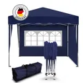 Falt Pavillon 100% WASSERDICHT 2 Seiten Dachmaß 3x3m Garten Zelt Pavillion Blau