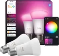 Philips Hue LED-Leuchtmittel White and Color Ambiance 1100lm smarte Lampe, E27, 2 St., Farbwechsler, Vollspektrumlicht 1000K-20000K