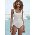 Badeanzug SUNSEEKER "Loretta", Damen, Gr. 38, Cup E, weiß, Polyamid, unifarben, Strukturmuster, Badeanzüge, herausnehmbare Softcups, Unterbrustgummi vorne, in trendigen Farben, Topseller