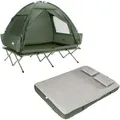 SoBuy Feldbett mit Zelt Campingzelt mit Luftmatratze Outdoor Zent 2 Personen Grün OGS32-II-L-GR-TP